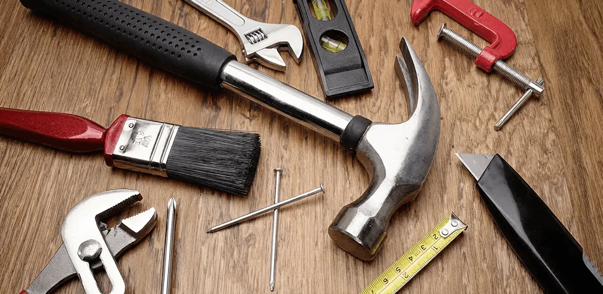 Handyman tools laid out for home repair and maintenance work in Savannah, GA