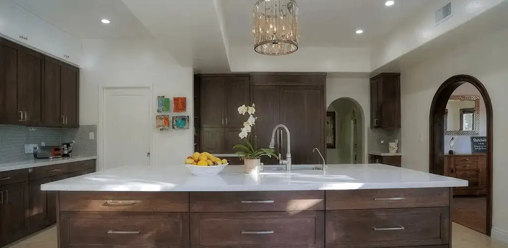 Cabinet refacing project with updated kitchen cabinets and island in Savannah, GA