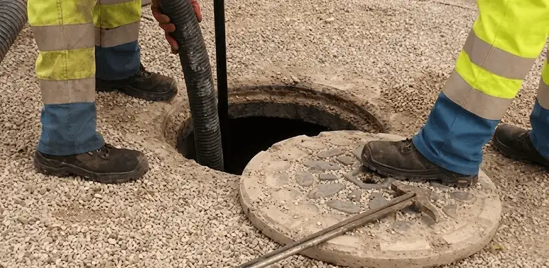 Drain cleaning crew clearing a sewer access point with professional equipment in Savannah, GA