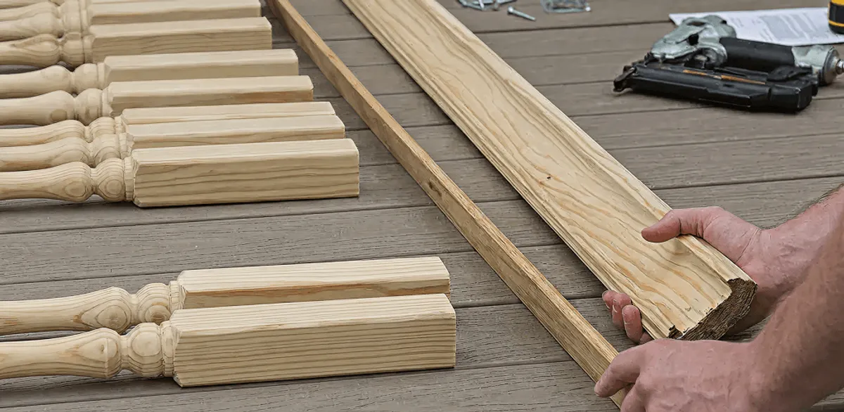 Handrail installation materials and wood components for stair rail work in Savannah, GA
